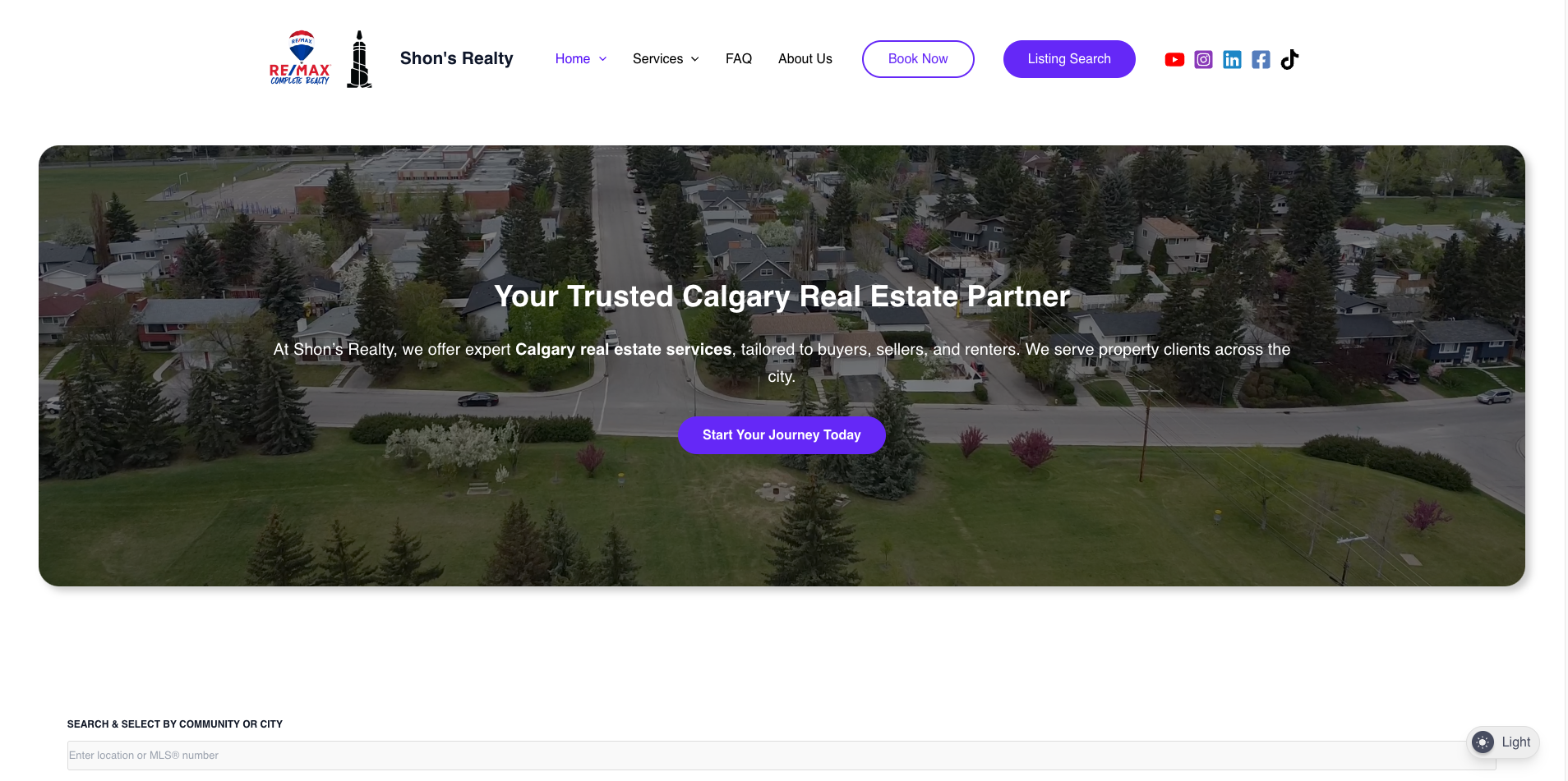 Shon's Realty website